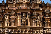 The great Chola temples of Tamil Nadu - The Brihadishwara Temple of Thanjavur. Decorations of the Subrahmanya Shrine in the northwest corner of the temple courtyard.